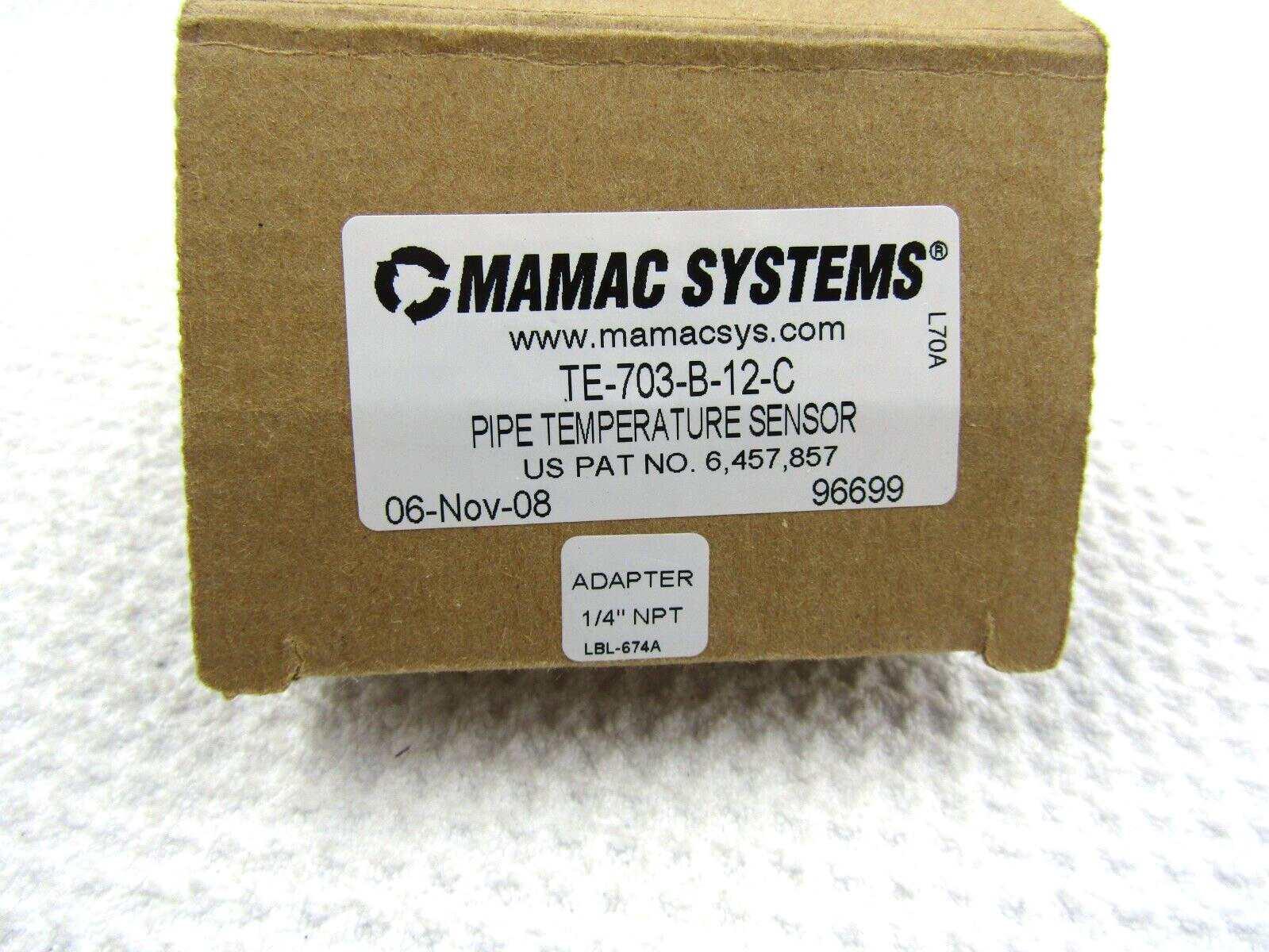 MAMAC SYSTEMS PIPE TEMPERATURE SENSOR TE-703-C-12-C