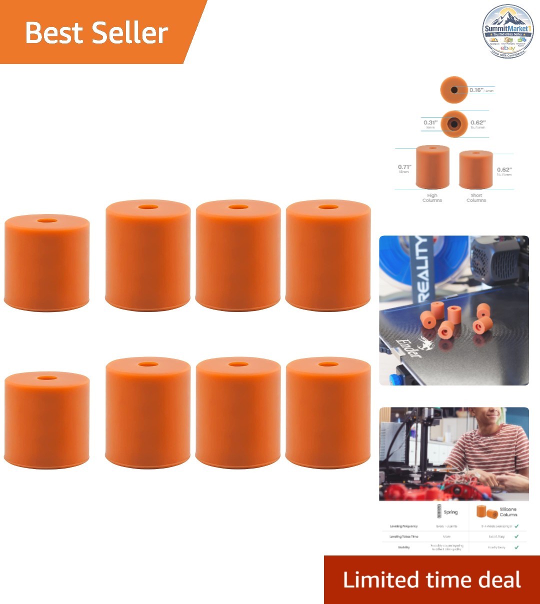 3D Printer Bed Leveling Silicone Mounts, 8PCS
