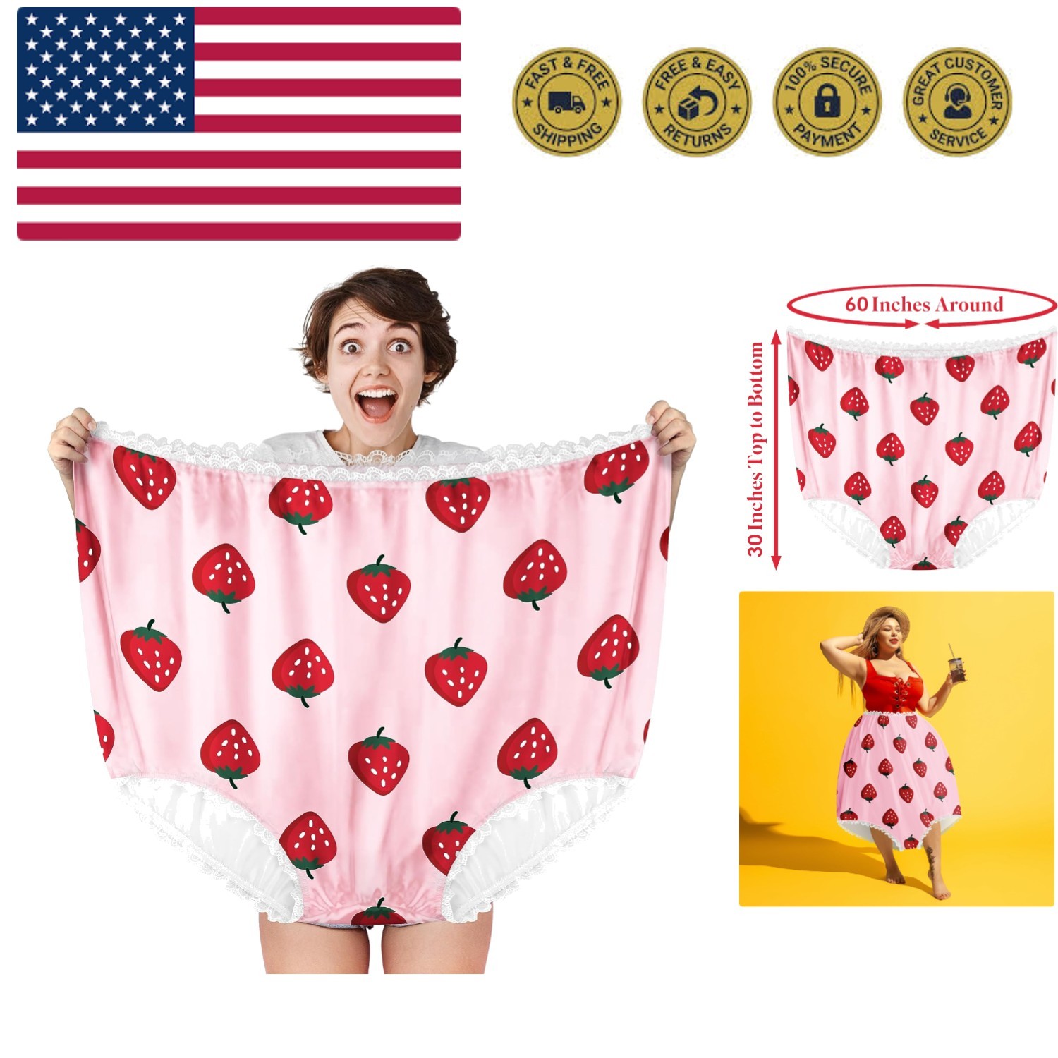 Granny Panties Gag Gifts for Women, Funny Giant Novelty Undies White Elephant...