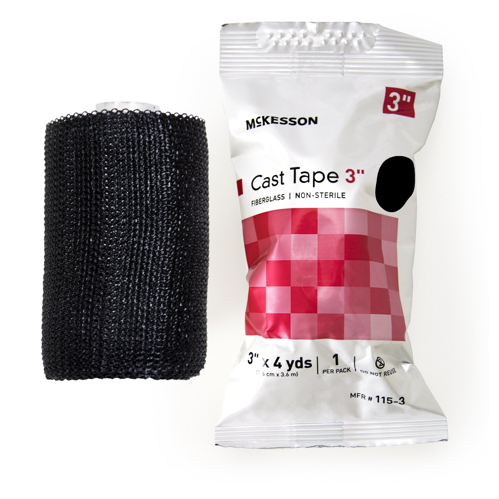 McKesson Cast Tape 3 Inch X 12 Foot Fiberglass Black 115-3A 10 Ct