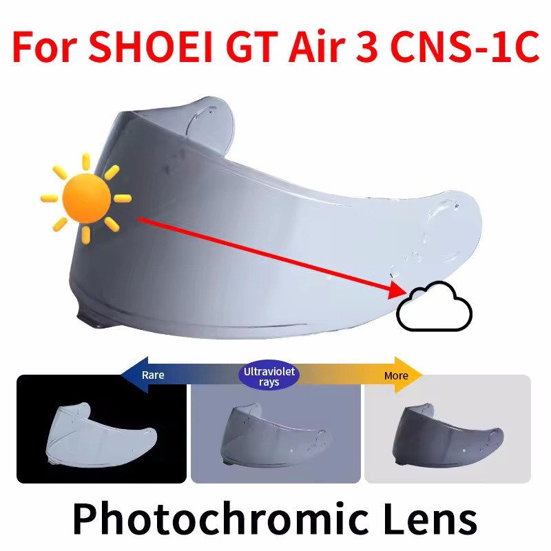 Photochromic Visor For SHOEI CNS-1C CNS 1C GT-Air3 GT Air 3 Helmet Shield Lenses