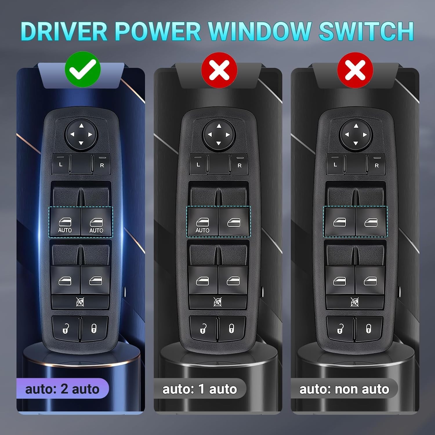 Power Master Window Switch Driver Side Control Button Compatible with 2015-2017