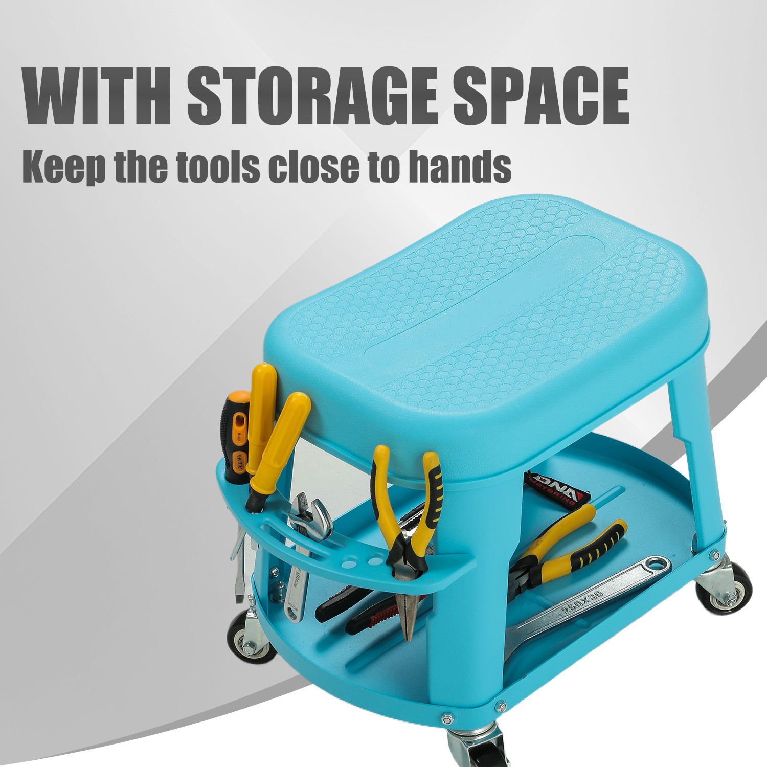 Heavy Duty Garage Removable Rolling Work Seat 300LBS 360-Degree Stool W/ Wheels
