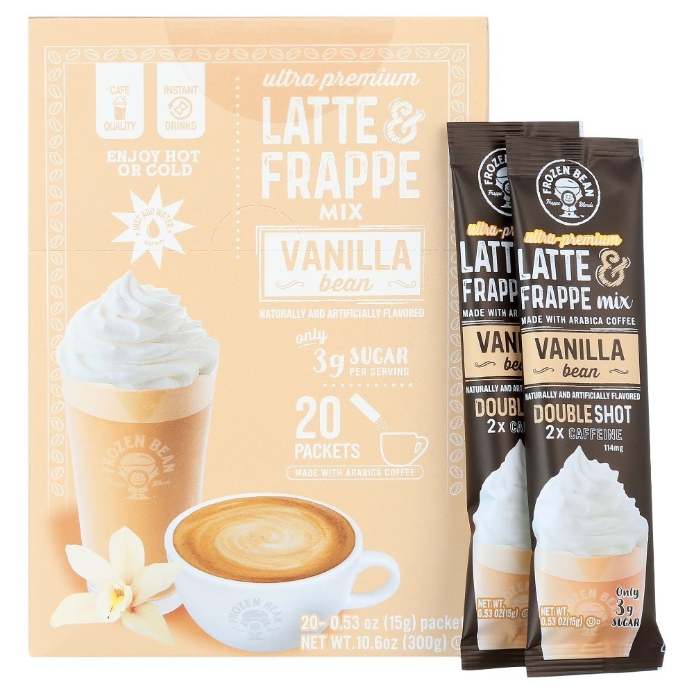Vanilla Bean Latte Frappe Instant Coffee Mix 20 Single Serve Packets