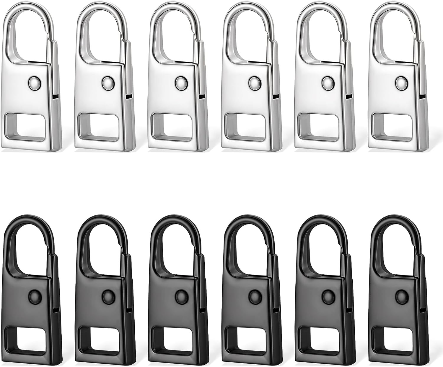 12 PCS Heavy Duty Zipper Pull Replacement for Suitcase Jacket Backpack Black/Sil