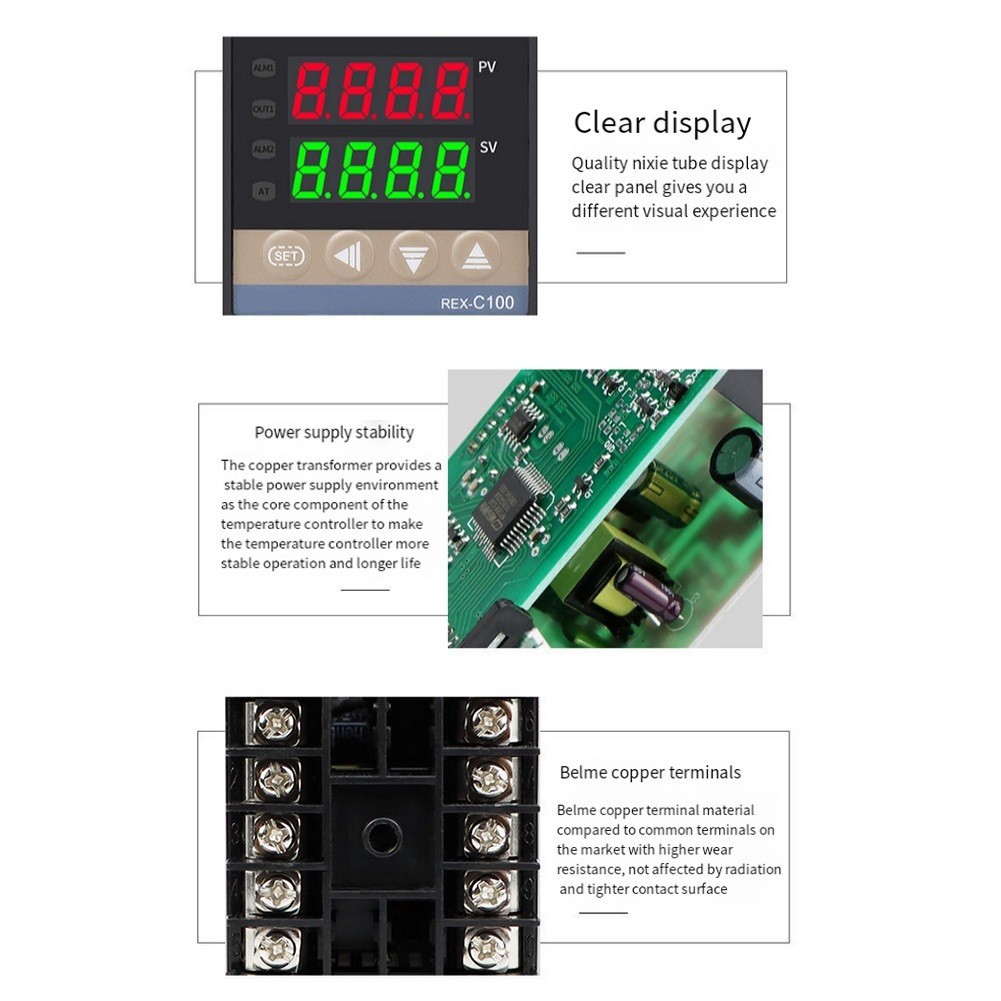 Efficient REXC100 M*DN Intelligent Temperature Controller Relay Output