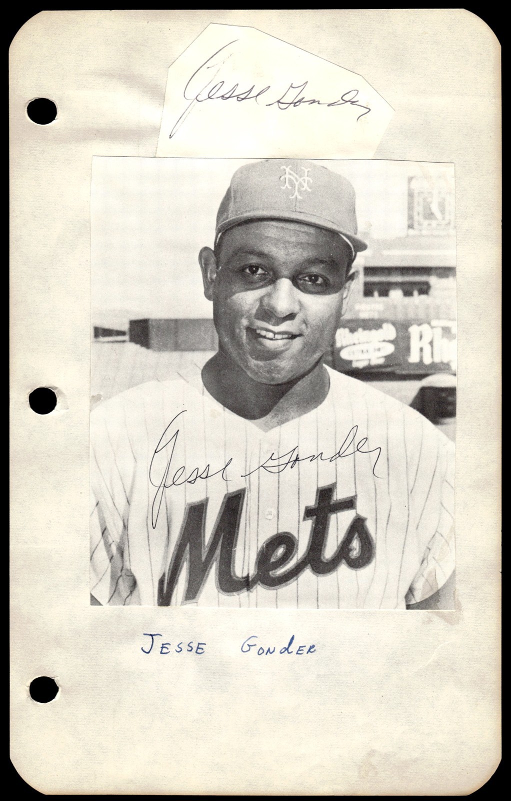 Jesse Gonder Mets Baseball Signed 6 x 9" Scrapbook Page Auto *CM562