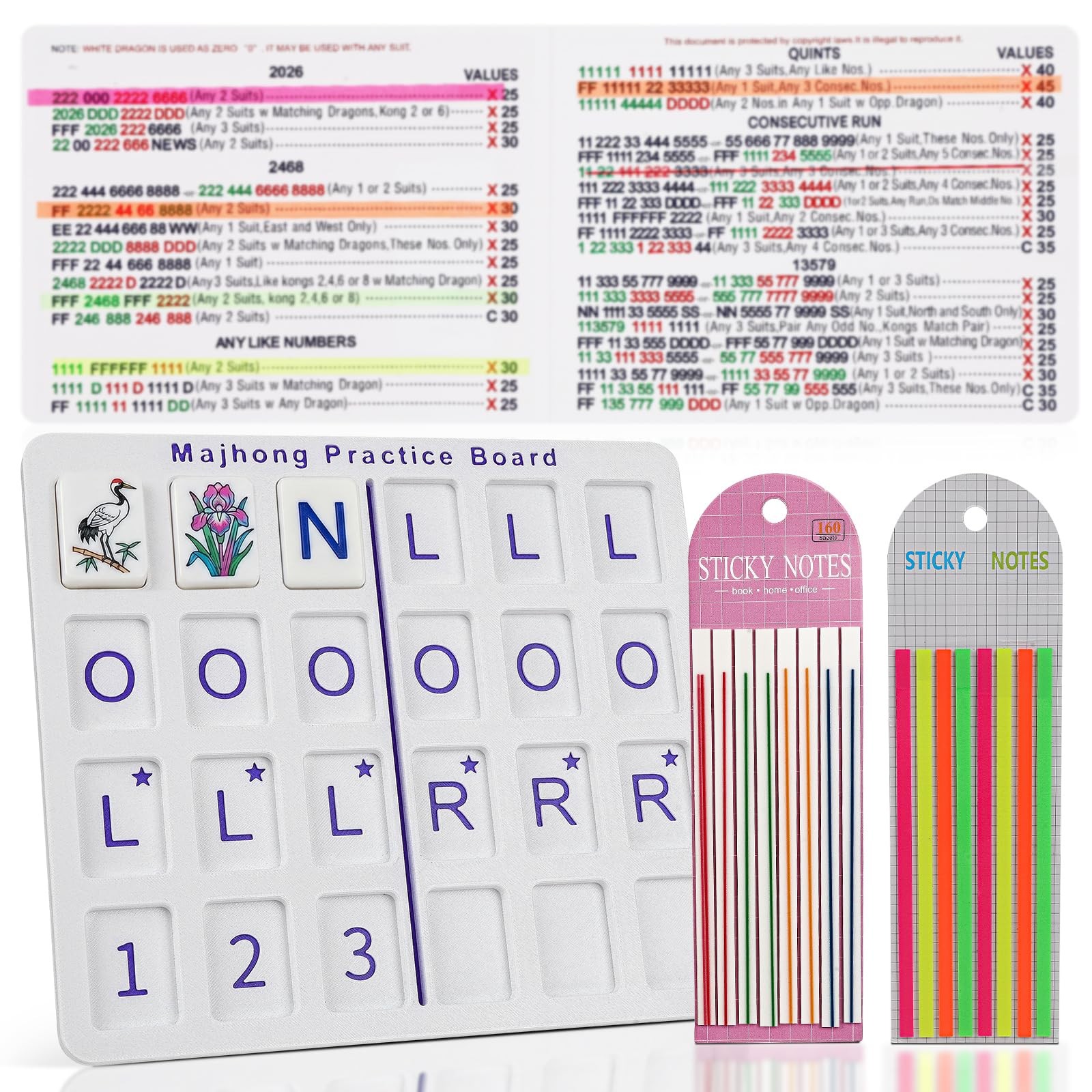 Solo Mahjong Practice Board with 320PCS Line Finder Highlighter Tap, 24-Slot ...