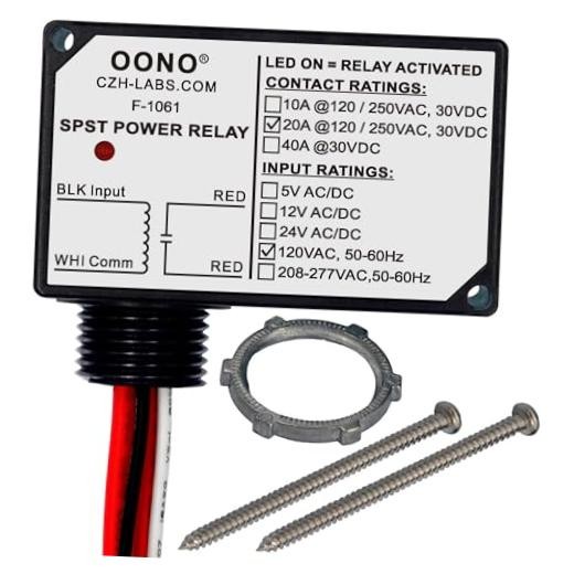 SPST 20Amp 250Vac/30Vdc Power Relay Module, Plastic Enclosure and Pre AC 120V