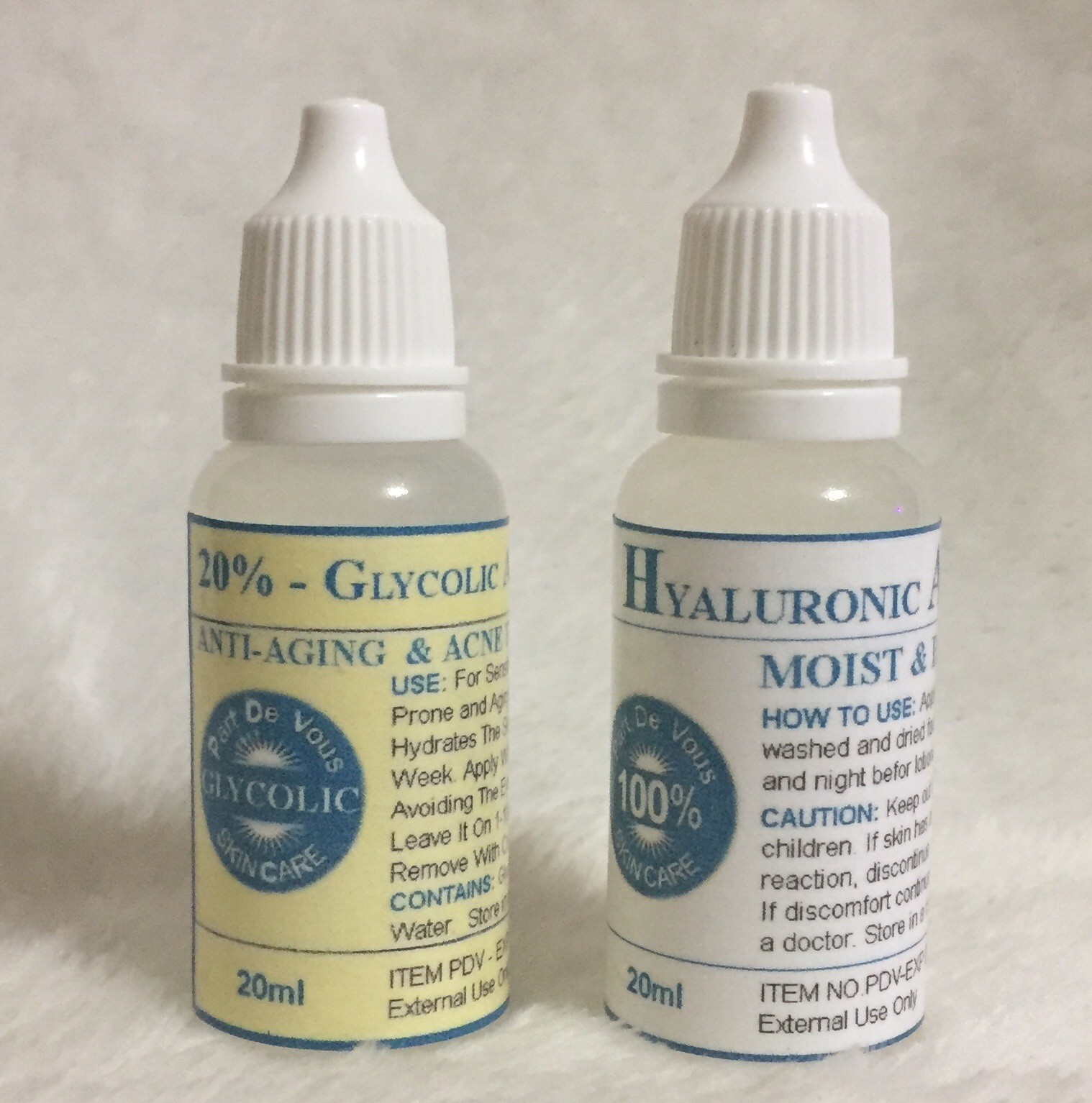 20% GLYCOLIC ACID PEEL + HYALURONIC CLEAR GEL PORES FIRMING SERUM ACNE WRINKLES