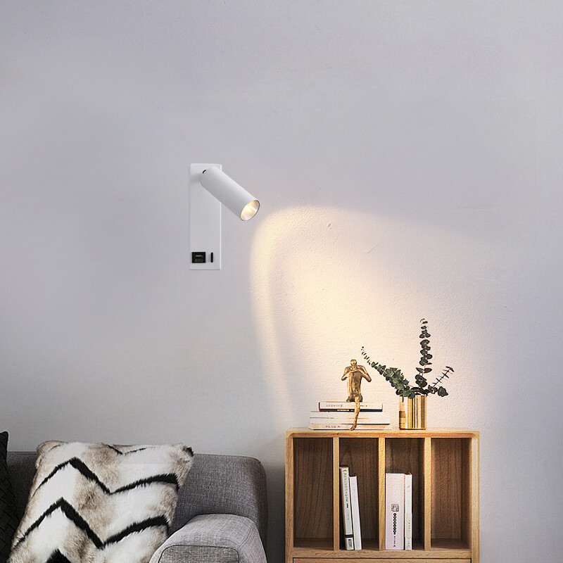 COB LED Bedside Light Wall Lamp Fixture USB Charging Port Switch Surface Mounted