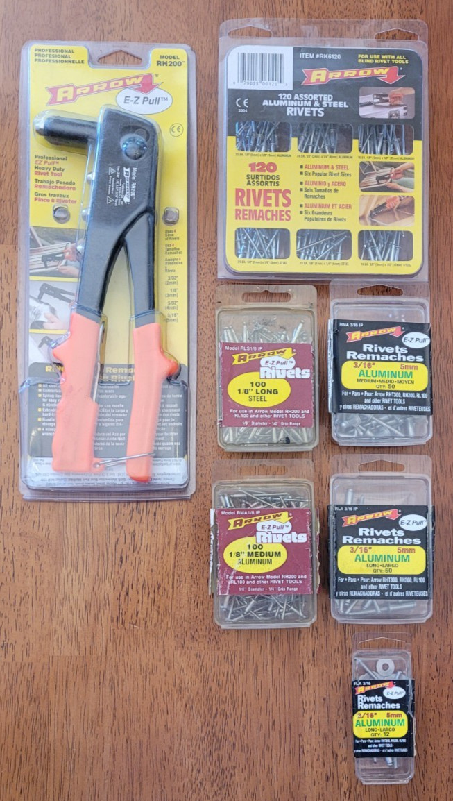 ARROW "E-Z PULL" RH200 PROFESSIONAL RIVET TOOL AND RIVETS