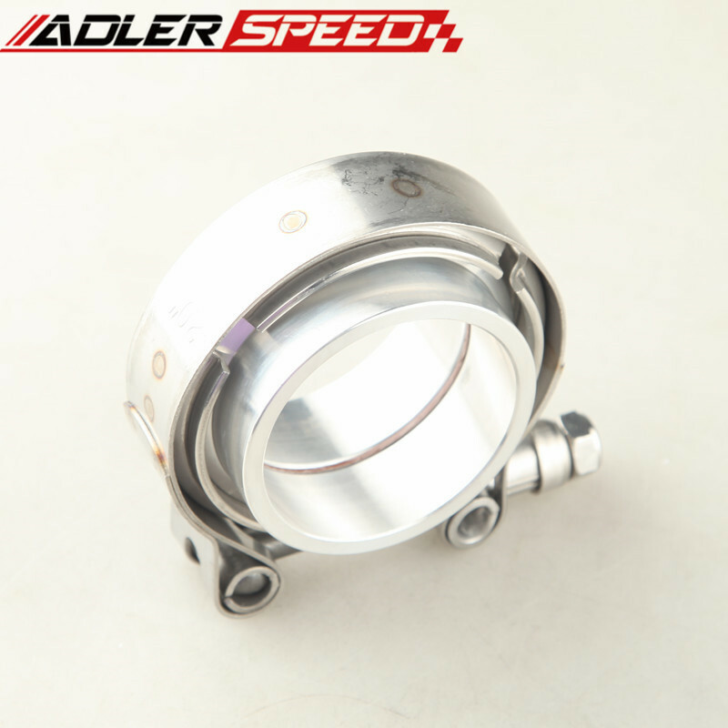 US SHIP 2" Turbo Downpipe Stainless Steel V-Band Vband Clamp Aluminum Flange Kit