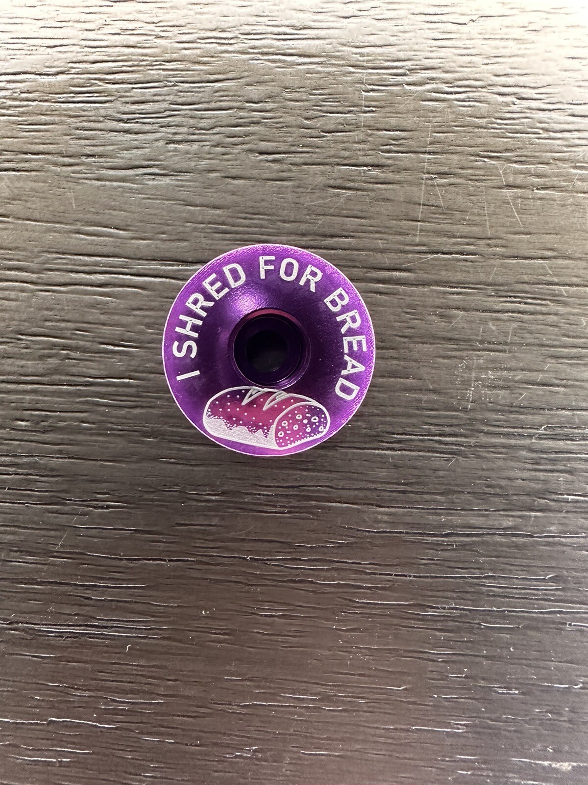 I Shred For Bread Bicycle Headset Top Cap 1 1/8" Purple Stem Bike