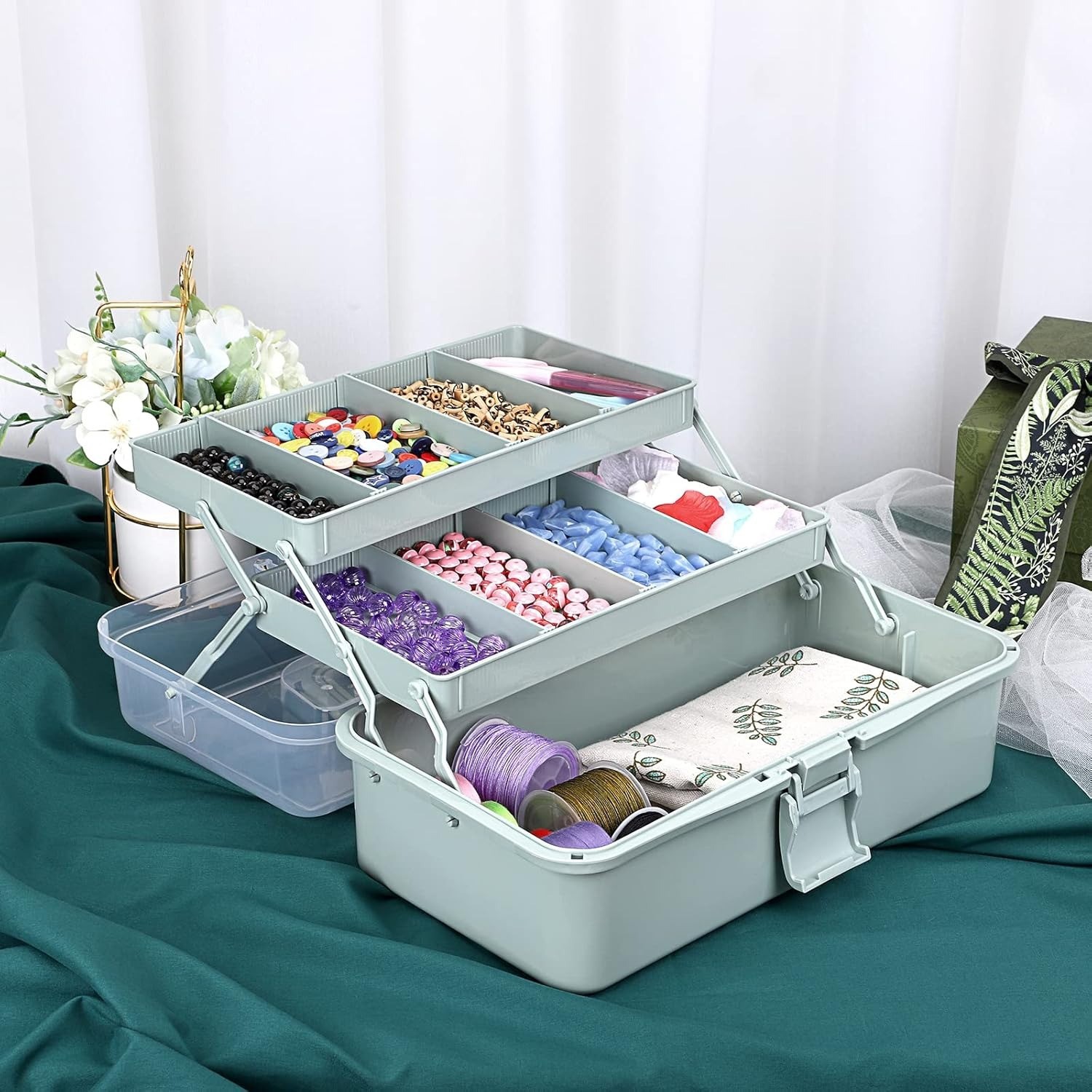 3-Layer，Storage，Adjustable Spacers Portable Plastic Dividing Box for Medicine