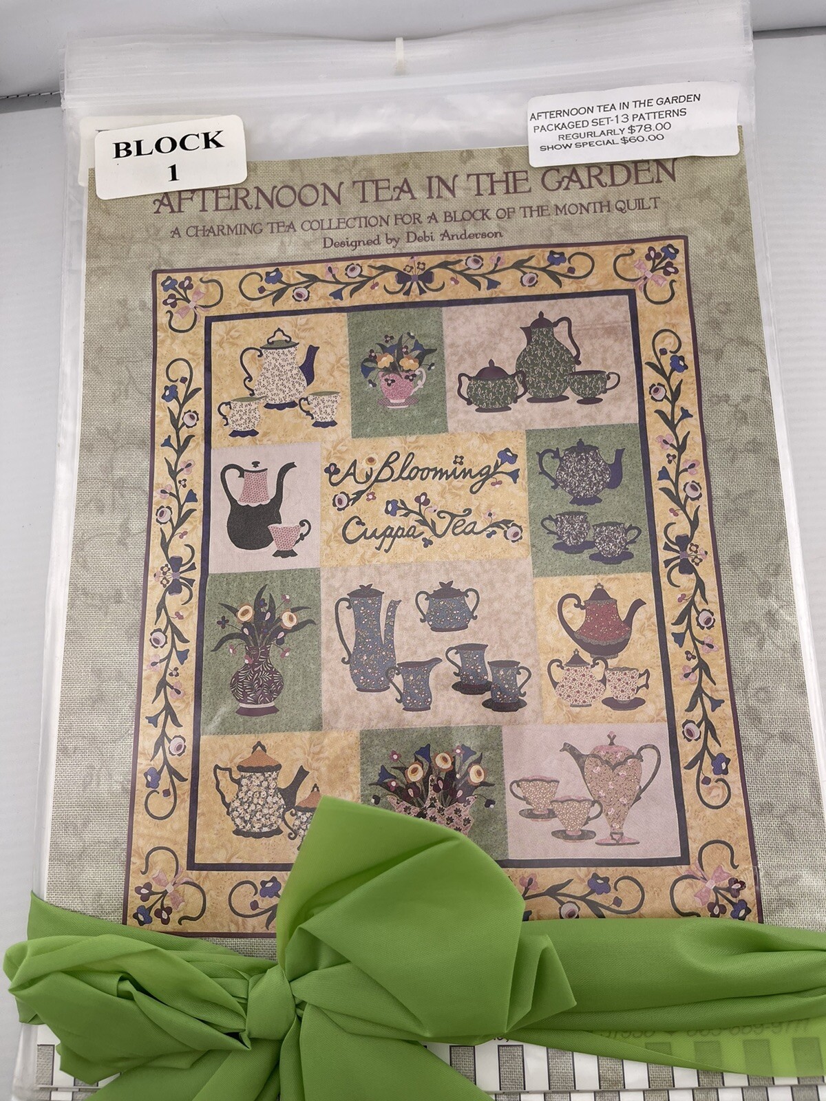 Afternoon Tea In The Garden Packaged Set 13 BOM Patterns- New (Debi Anderson)