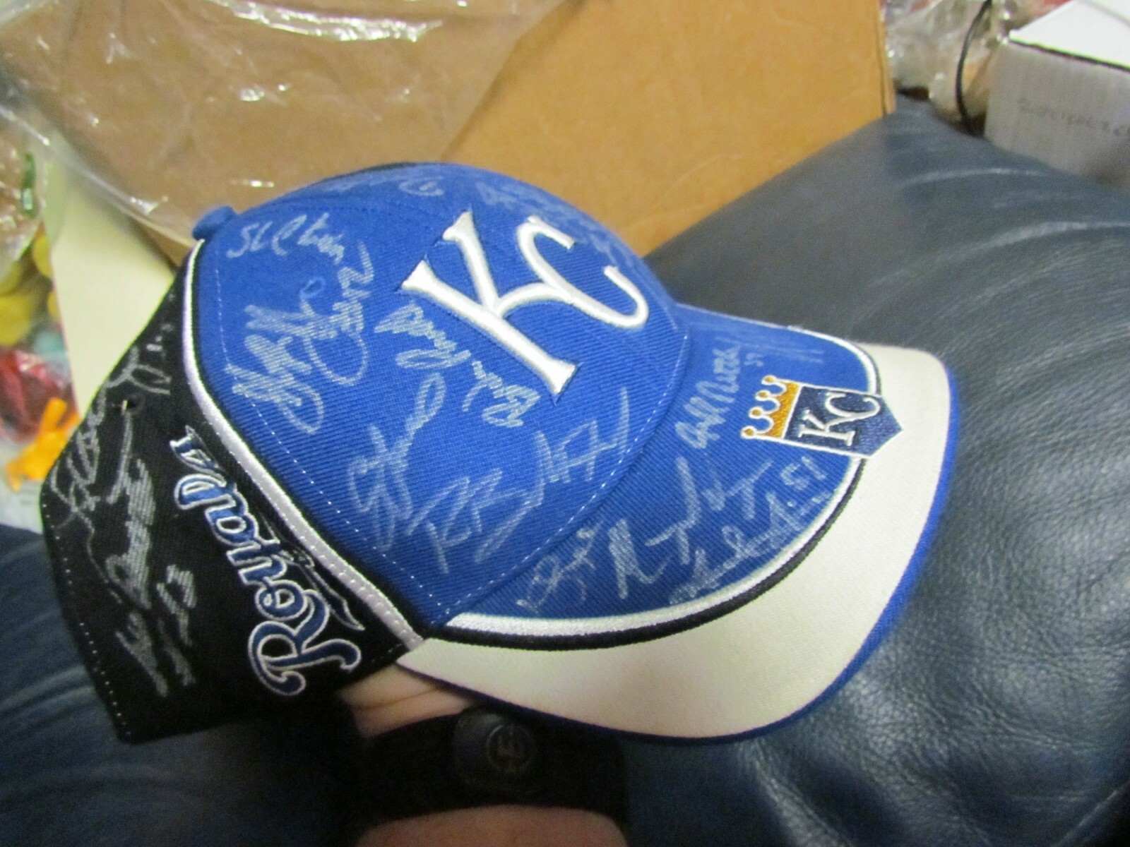 Kansas City Royals Team Signed Baseball Hat 2