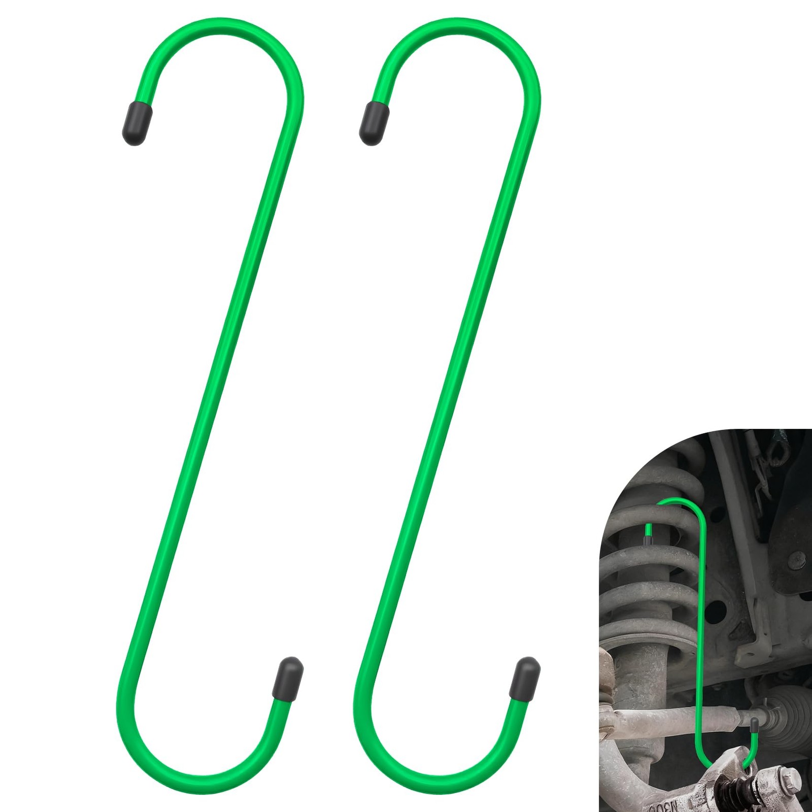 Lxsloet 2PCS Brake Caliper Hangers, Rust-Proof Automotive Tools, 2PCS, Green