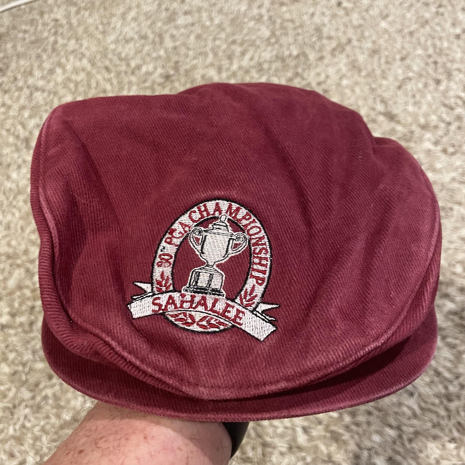 Vintage 80th PGA Championship Sahalee Golf Newsboy Hat Mens S/M Red Drew Pearson
