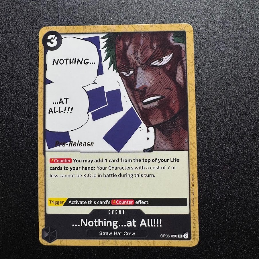 ...Nothing...at All OP06-096 Pre-Release - One Piece TCG English Near-Mint Zoro