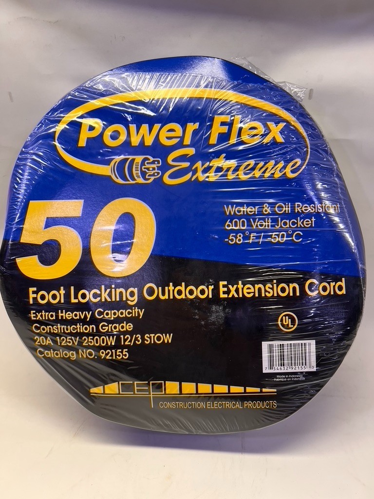 CEP 50 Foot Locking Outdoor Extra Heavy Capacity 20A 125V 2500W 12/3 STOW  QTY 1