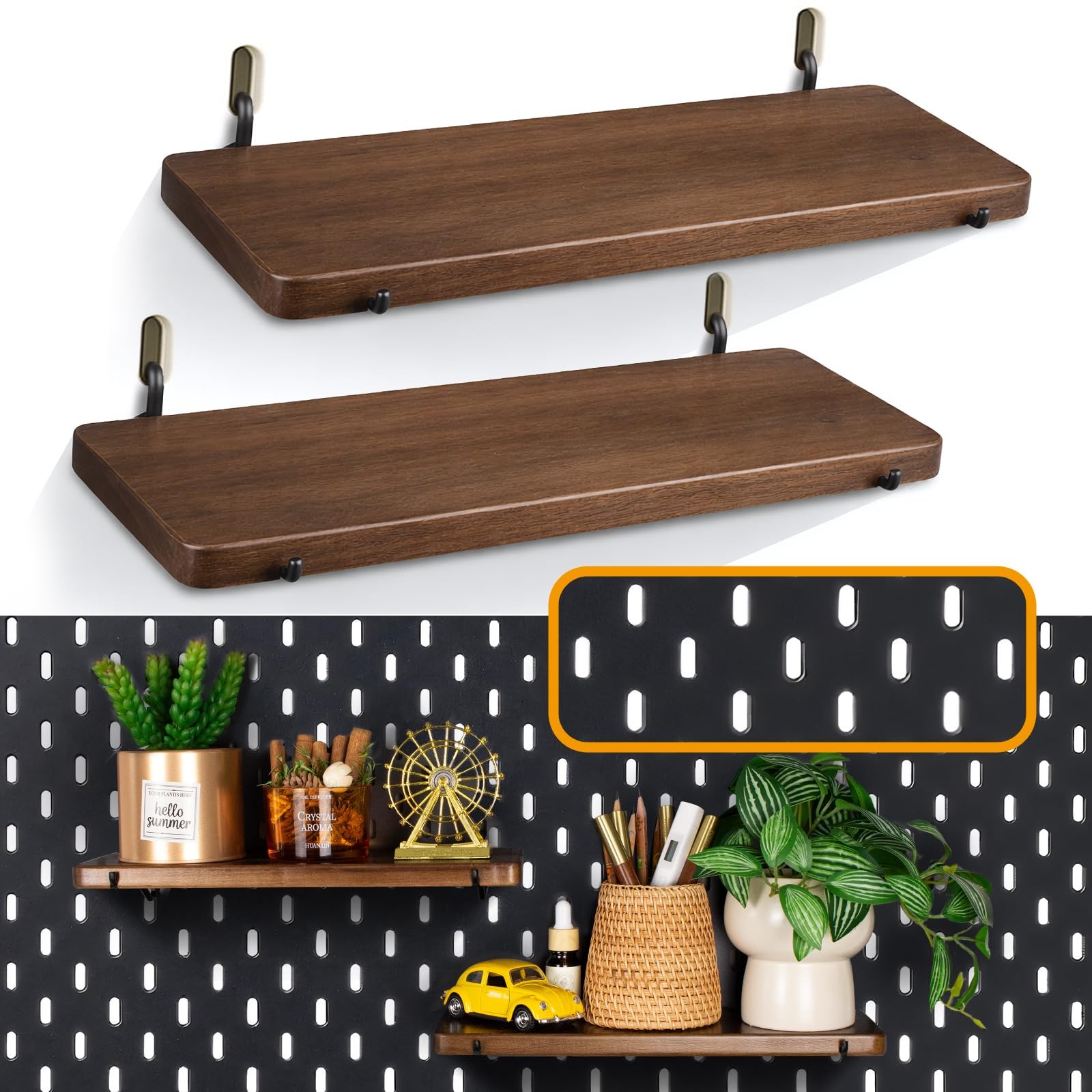 SEMPOMA 2 Pack Walnut Color L11.8 x W3.93 x H0.59 inches,