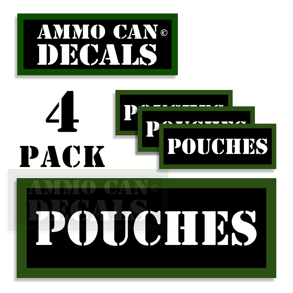 POUCHES Ammo Can LABELS STICKERS DECALS for Ammunition Cases 3"x1.15" 4pack