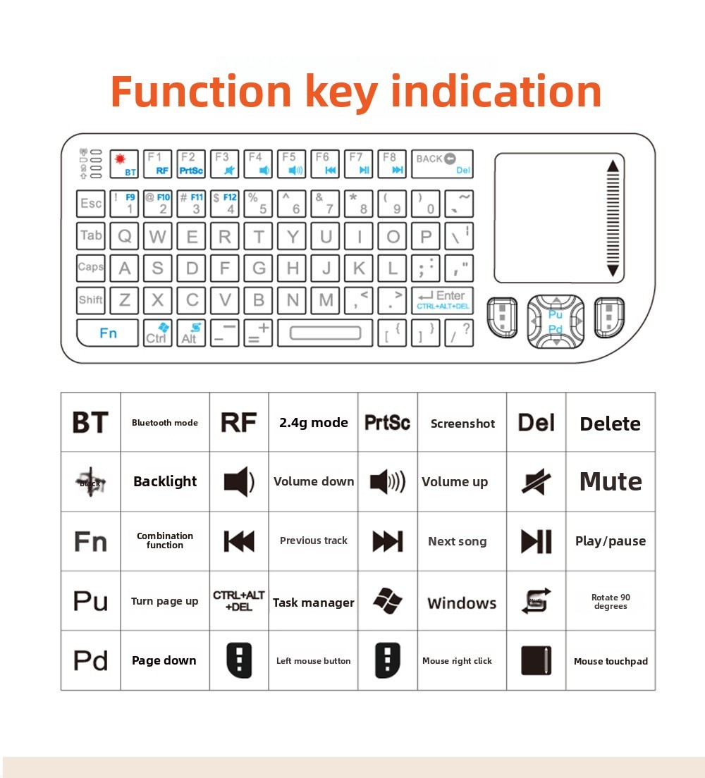NEW-K808V2 Mini Wireless Keyboard Touchpad 2.4G/Bluetooth Laser Pointer