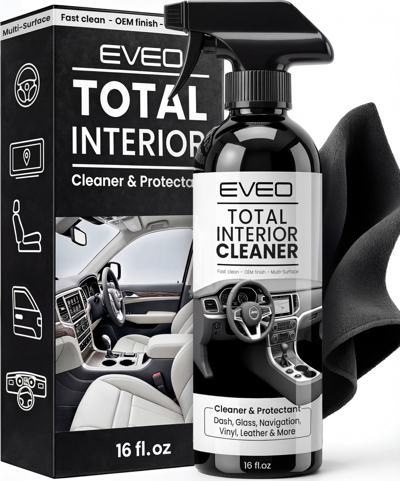 EVEO Total Car Interior Cleaner Kit  Interior Car Cleaner, Car Seat Cleaner &...