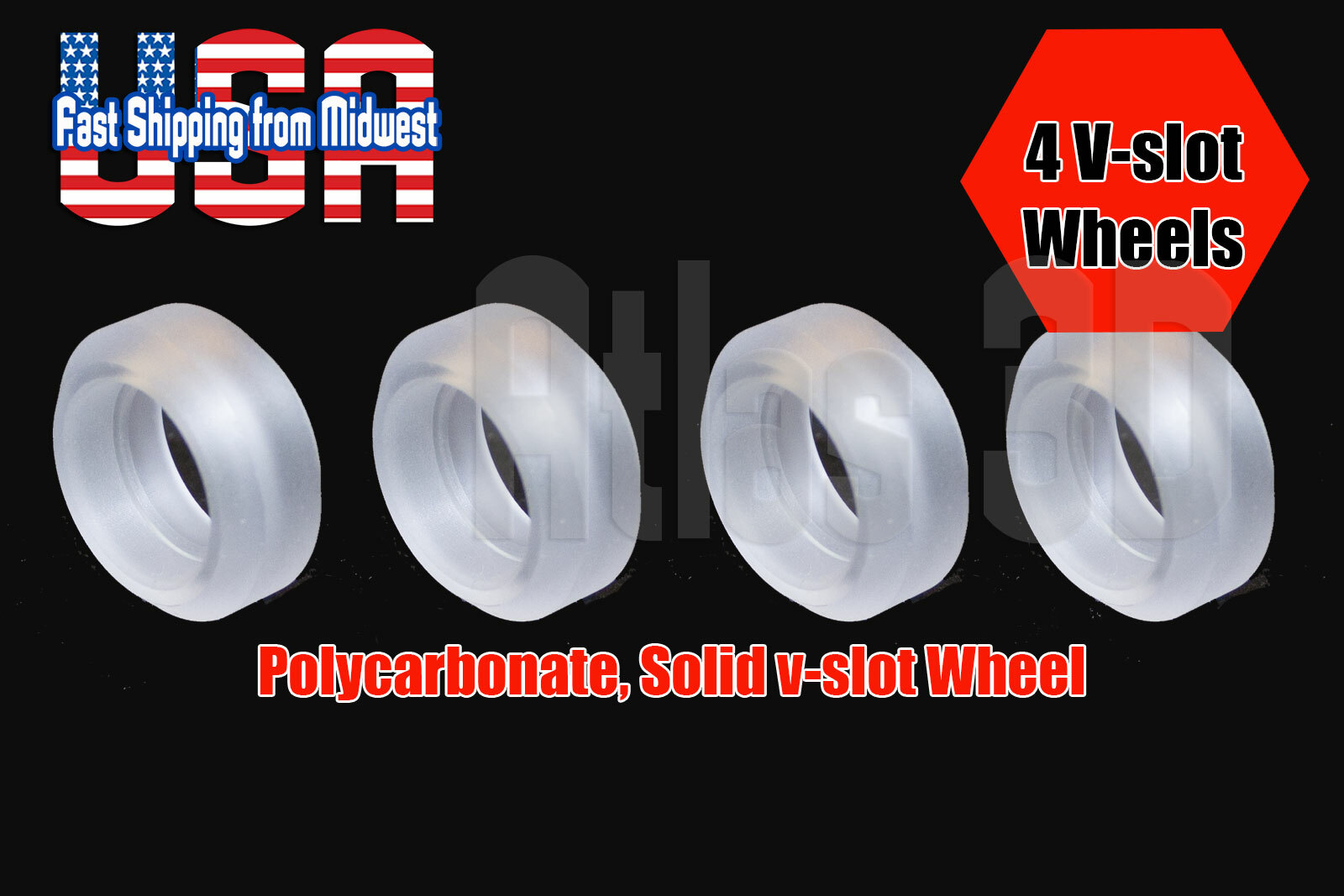 4 Pcs Polycarbonate Solid V Wheel for V-Slot, 2020 Extrusion