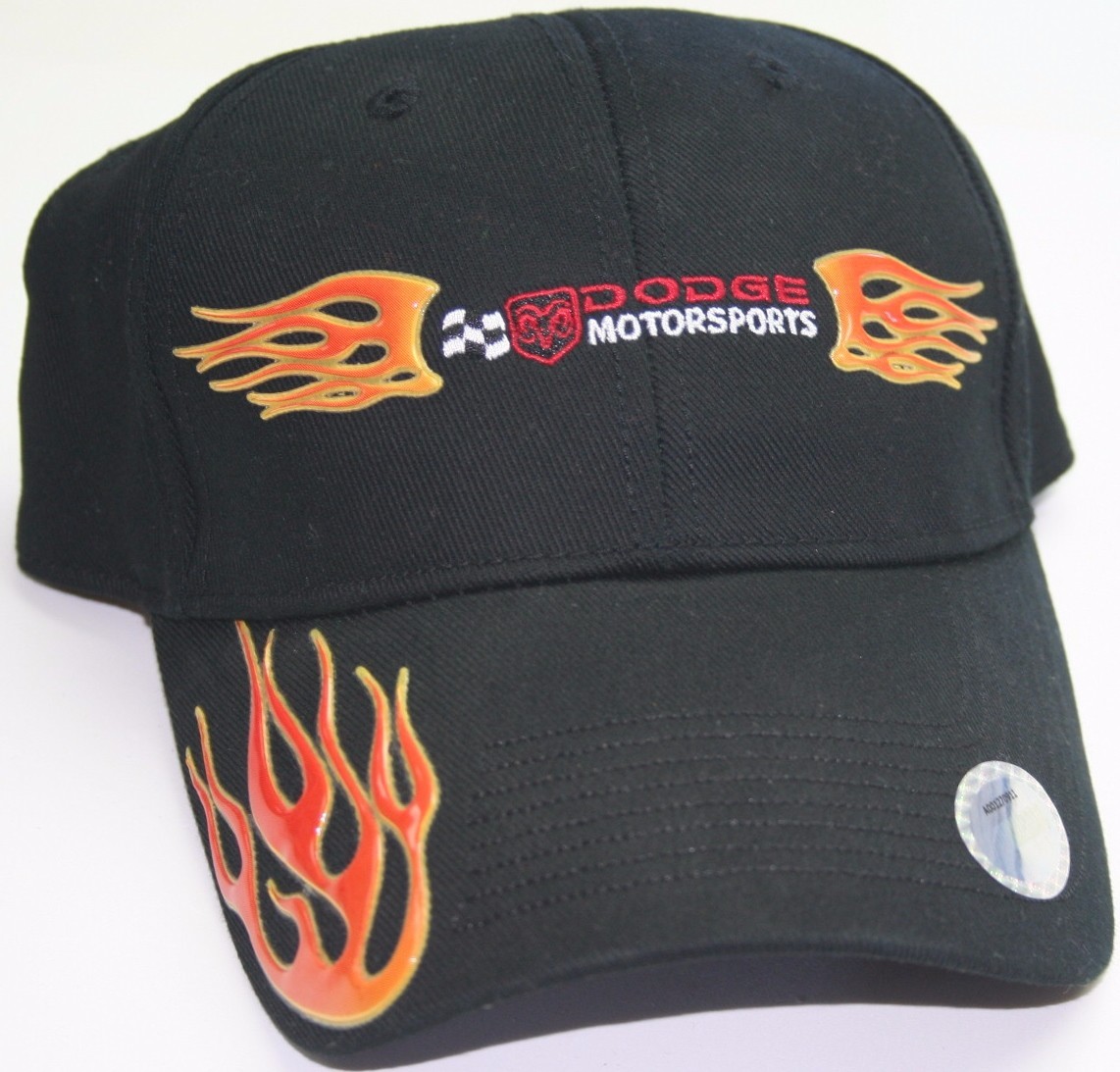 motorsports nascar flames hat embroidered adjustable cap black mopar ball