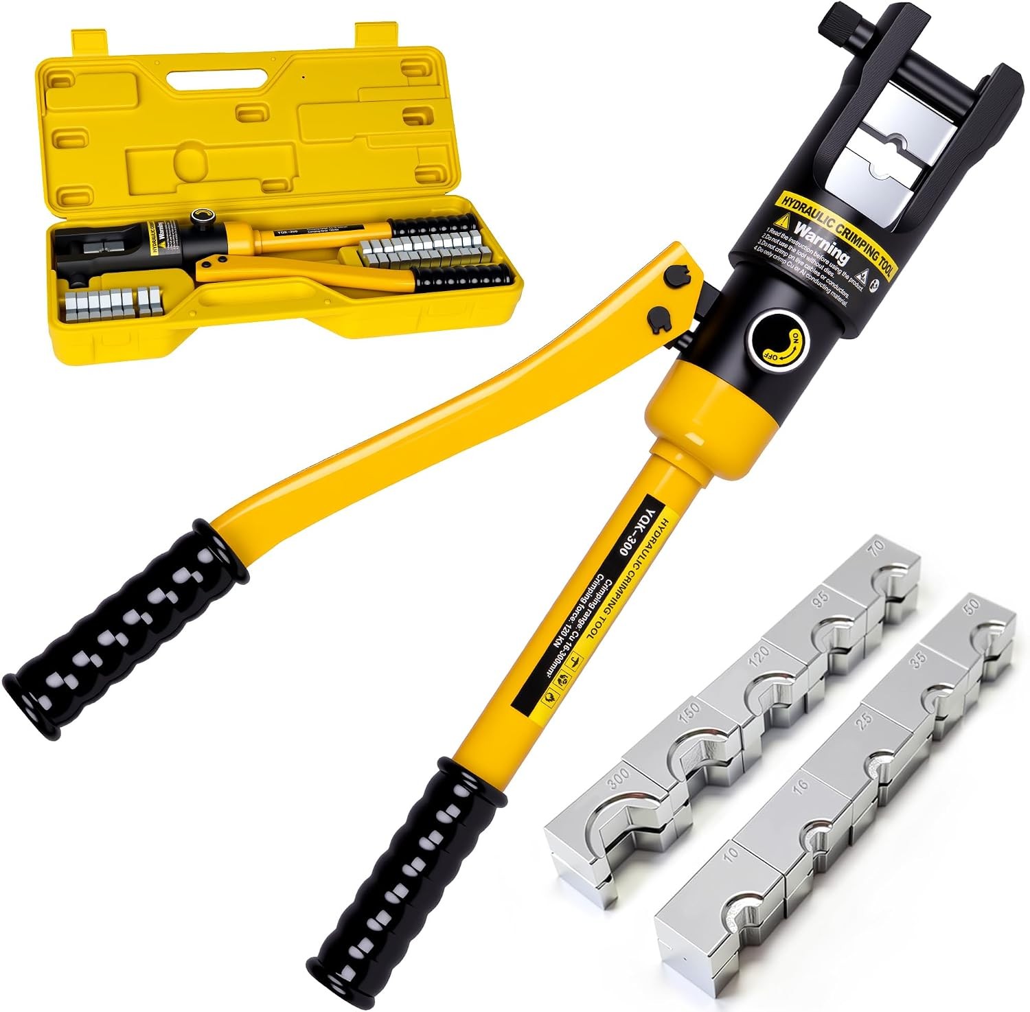 16 Tons Hydraulic Wire Crimping Tool Battery Cable Lug Terminal Crimper With 13