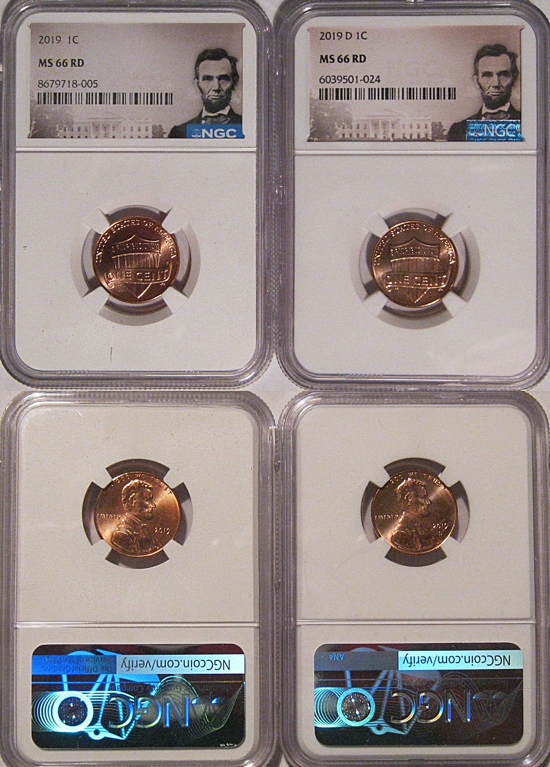 2019 P & D Lincoln SHIELD Cent 2 Coin Set 1c NGC MS 66 RD Lincoln Label