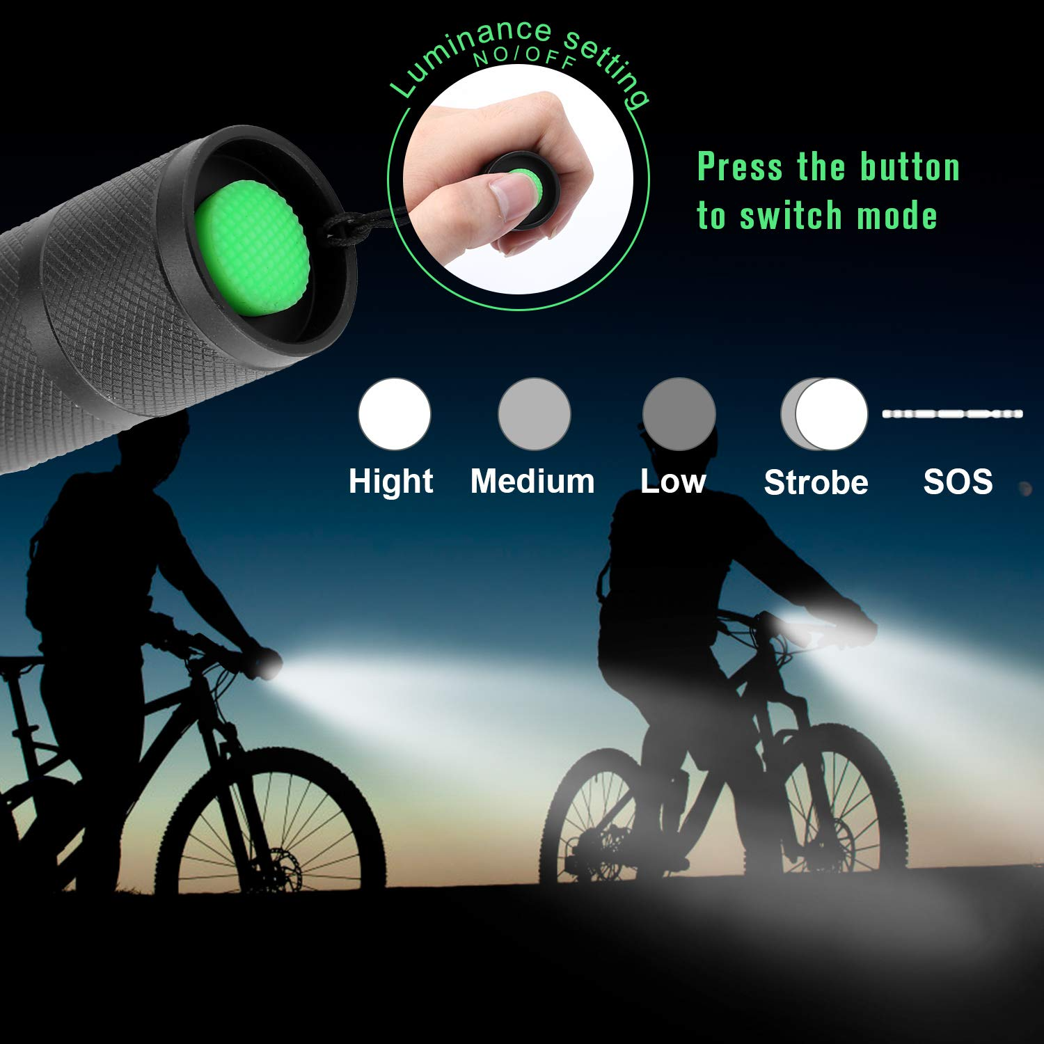 Super-Bright 90000LM LED Tactical Flashlight 5 Modes Zoomable Torch Searchlight