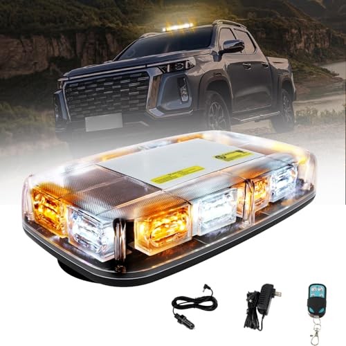 48LED Magnetic Strobe Light, Remote Control Wireless Rechargeable, 17 Amber