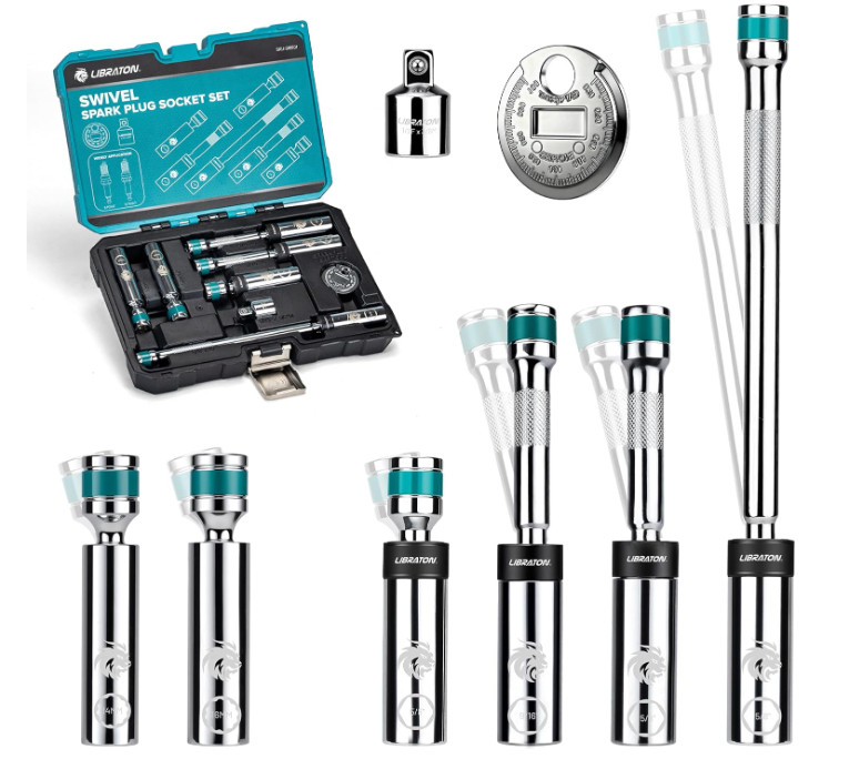 Juego 8 dados bujía magnéticos 3/8", pared delgada con extensiones CR-V