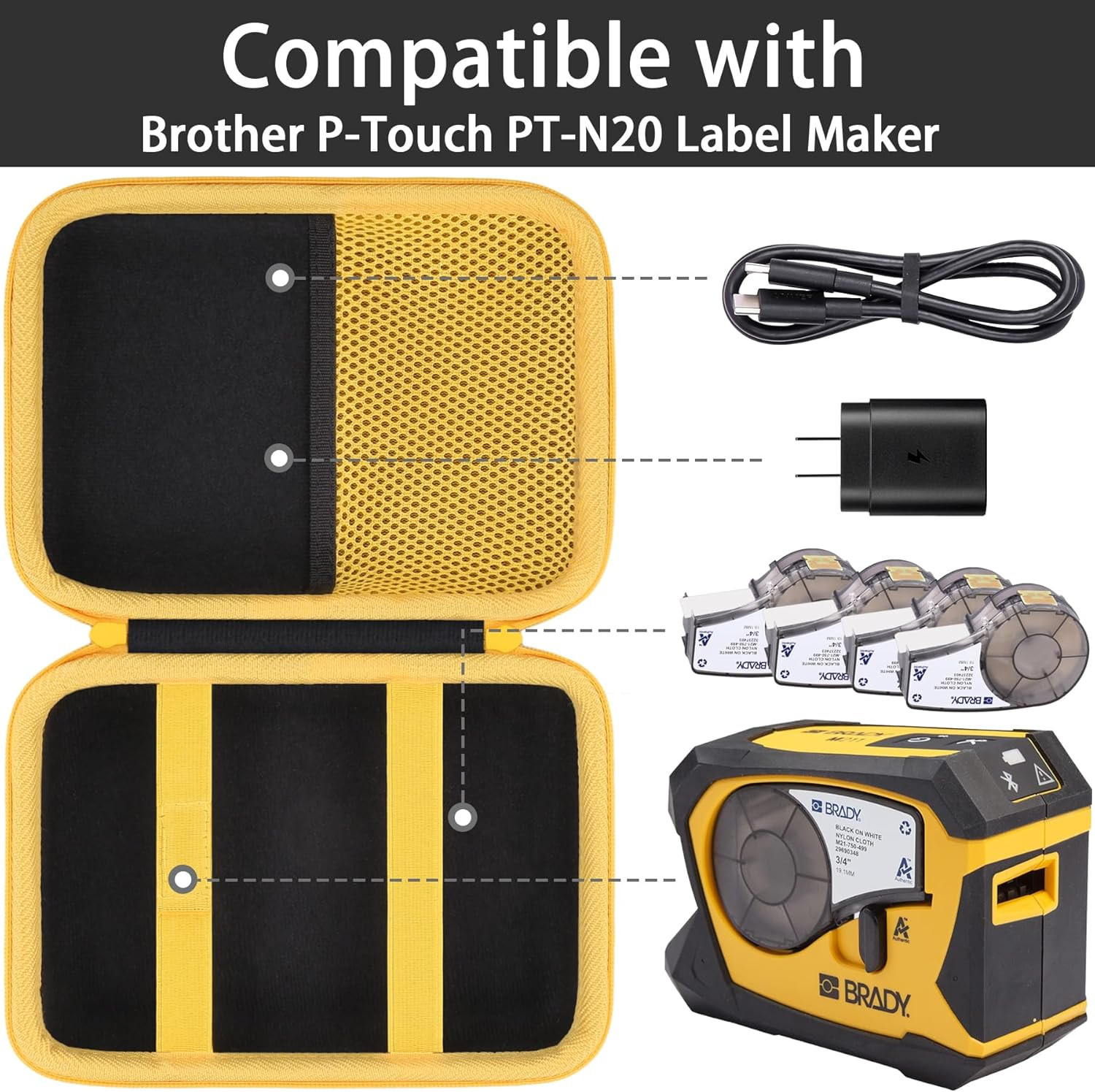 Label Printer Case Compatible with Brady M211 Portable Bluetooth Monochrome Labe