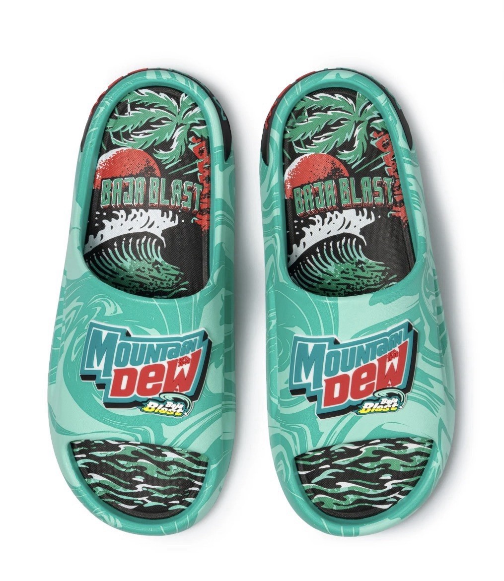 Mountain Dew Baja Blast Slides Flip Flops Sandals size 11 - Brand New