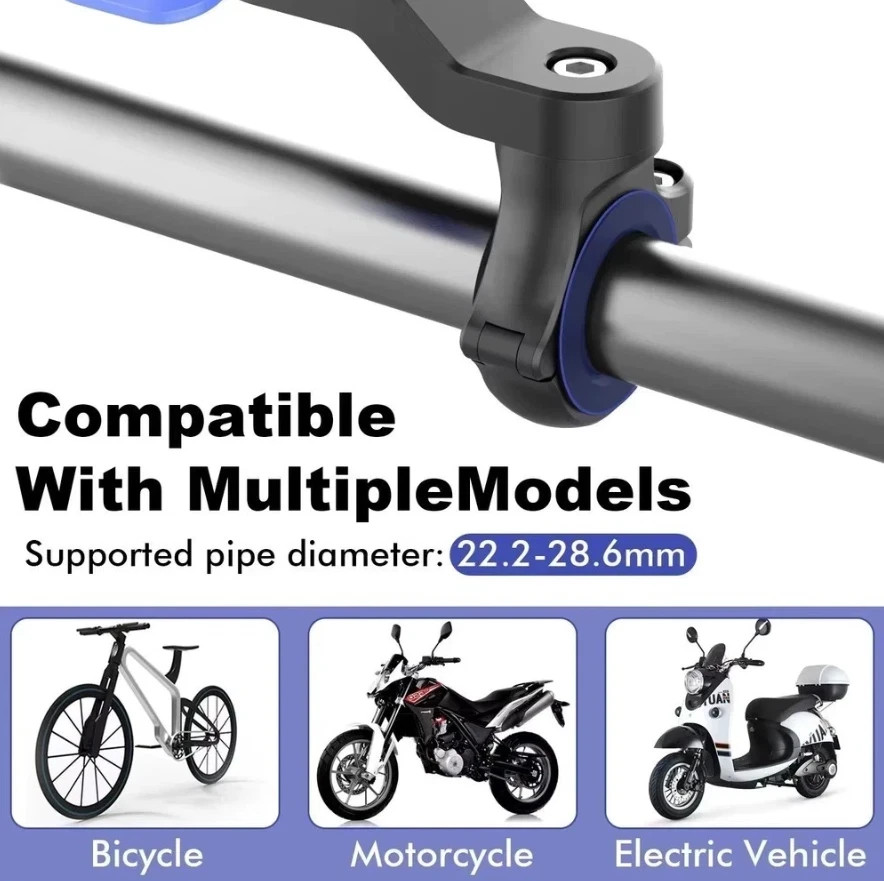 360° Rotatable Bike & Motorcycle Phone Holder Shockproof Secure Handlebar Mount