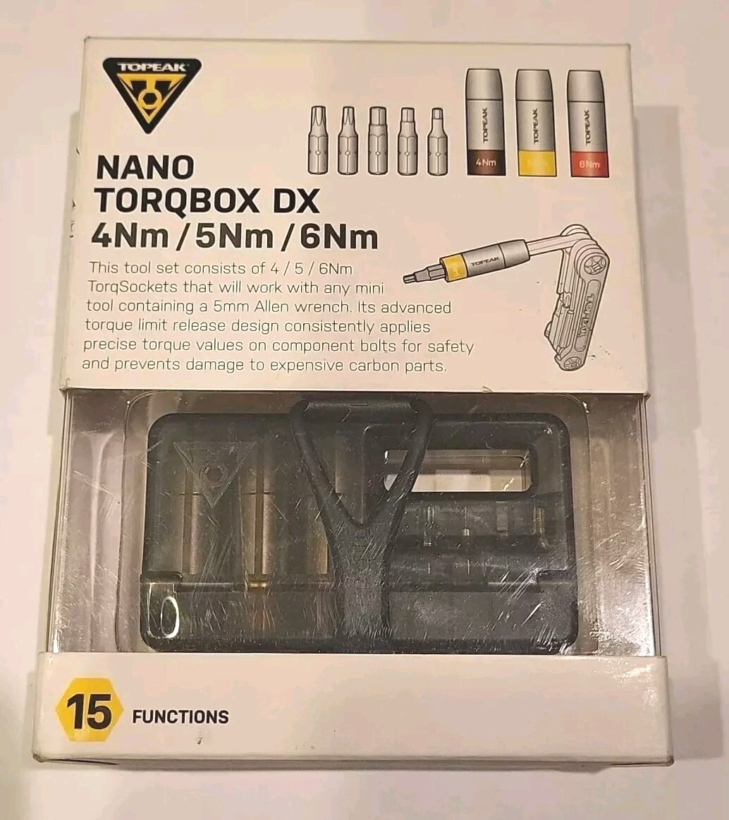 Topeak Nano Torqbox DX With 4Nm/5Nm/6Nm TorqSockets & 5 Tool Bits NEW In A Set