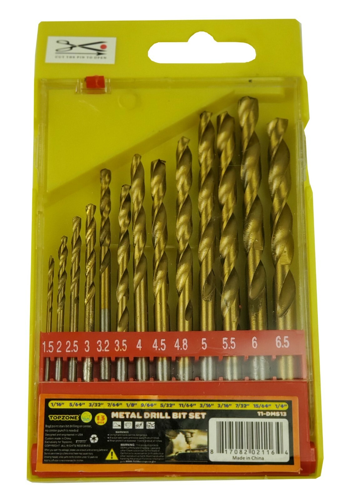 13 pcs Metal Drill BIT Set 1/16"~1/4"