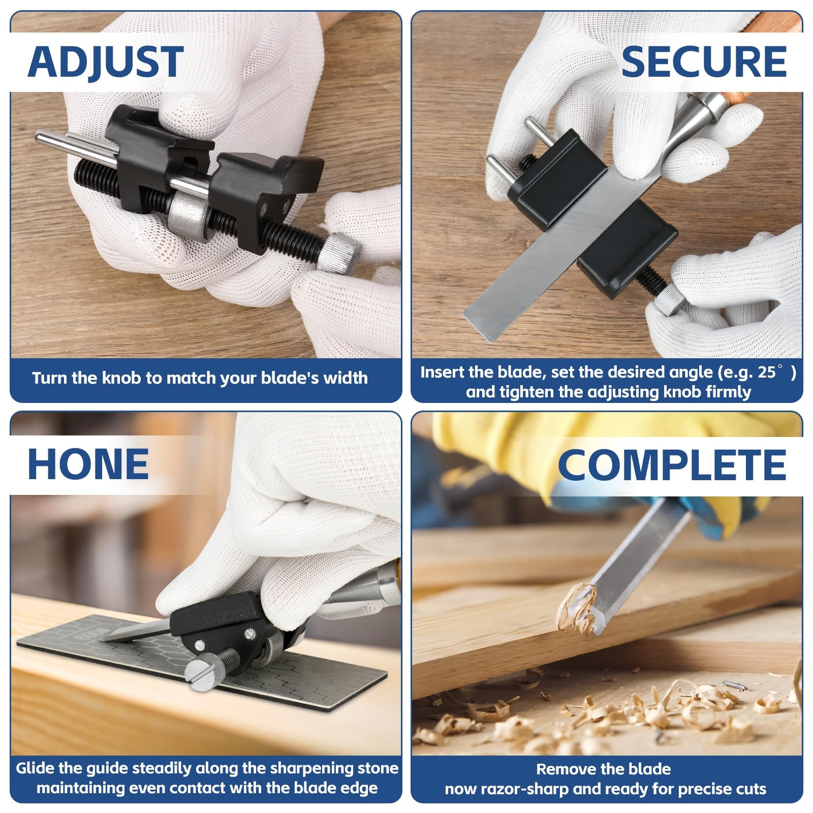 Chisel Sharpening Kit Honing Guide & 5 Diamond Sharpening Stones, Adjustable ...