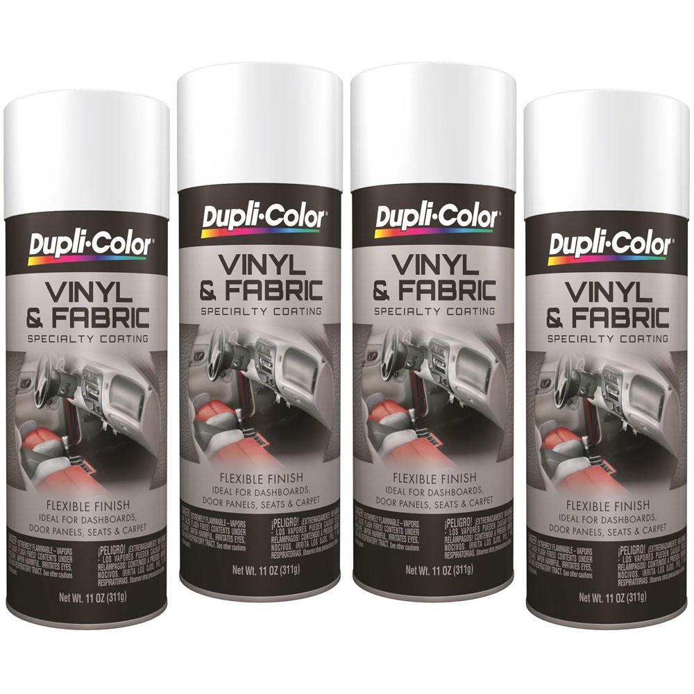 Duplicolor HVP105 (4 Pack), Vinyl & Fabric Spray Paint, Gloss White, 11 oz
