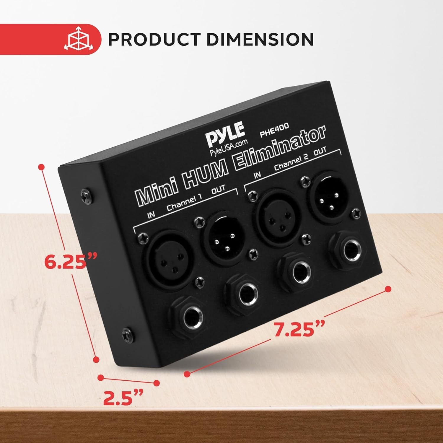 Pyle Compact Mini Hum Eliminator Box - 2 Channel Passive Ground Loop Isolator