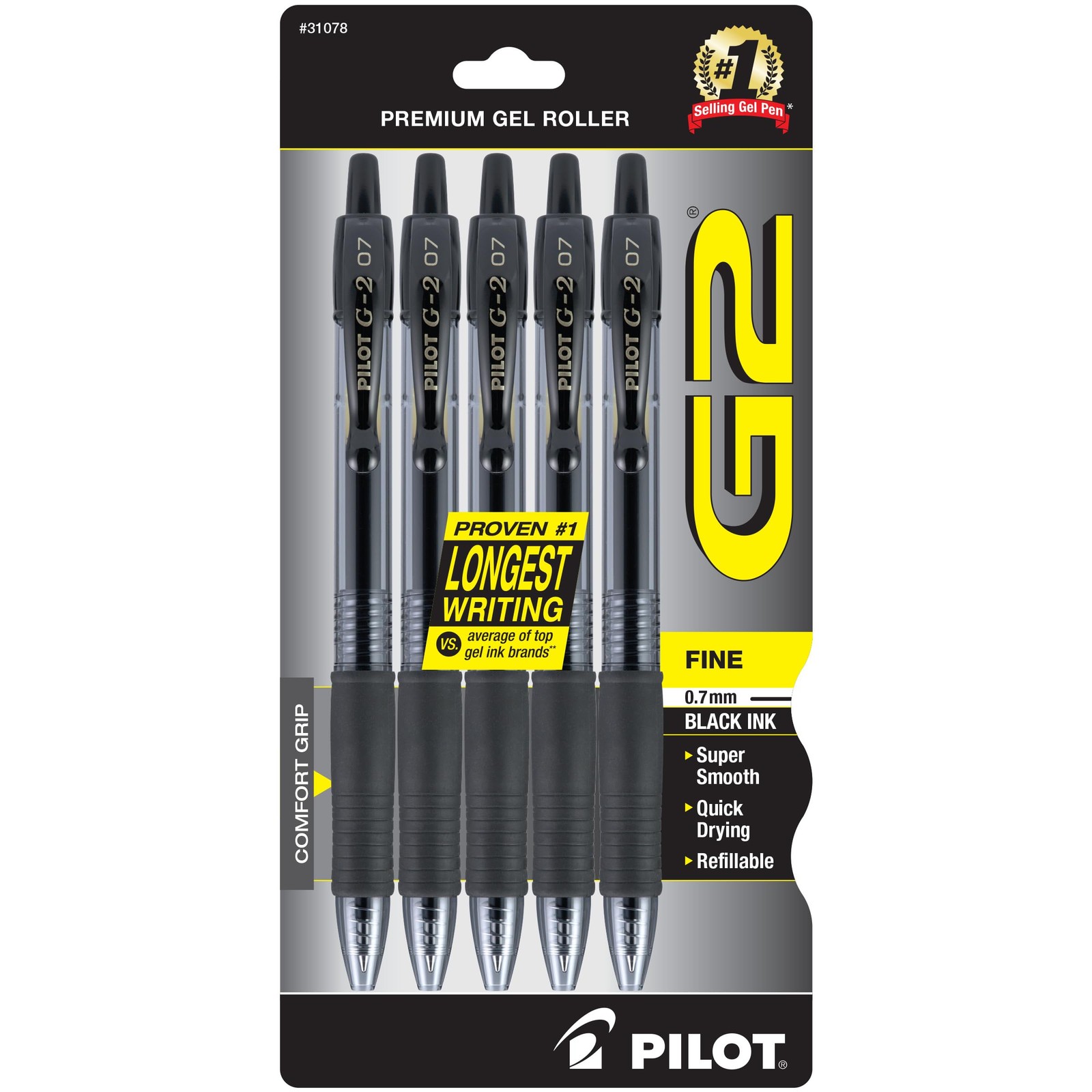 Pilot G2 Pens, Premium Refillable and Retractable Rolling Ball Gel Pens, Fine Po