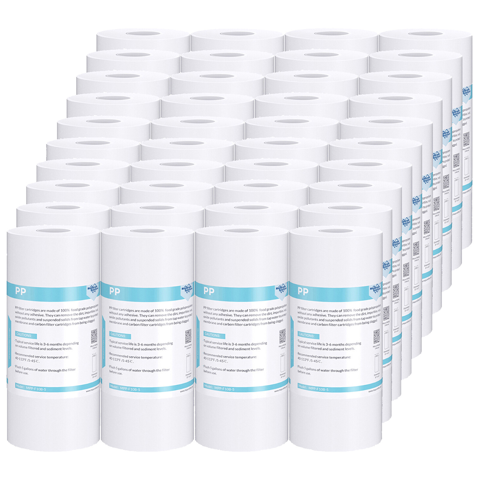 40 Pack 10" x 4.5" 5 Micron Sediment Whole House Water Filter Cartridge Big Blue