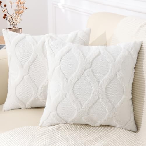 Summer Throw Pillow Covers 18x18 Inch Set of 18" x 18" (Pack of 2) Cream White