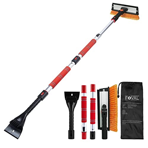 6.4" Extendable Ice Scraper Snow Brush with Squeegee for Windshield Large 2