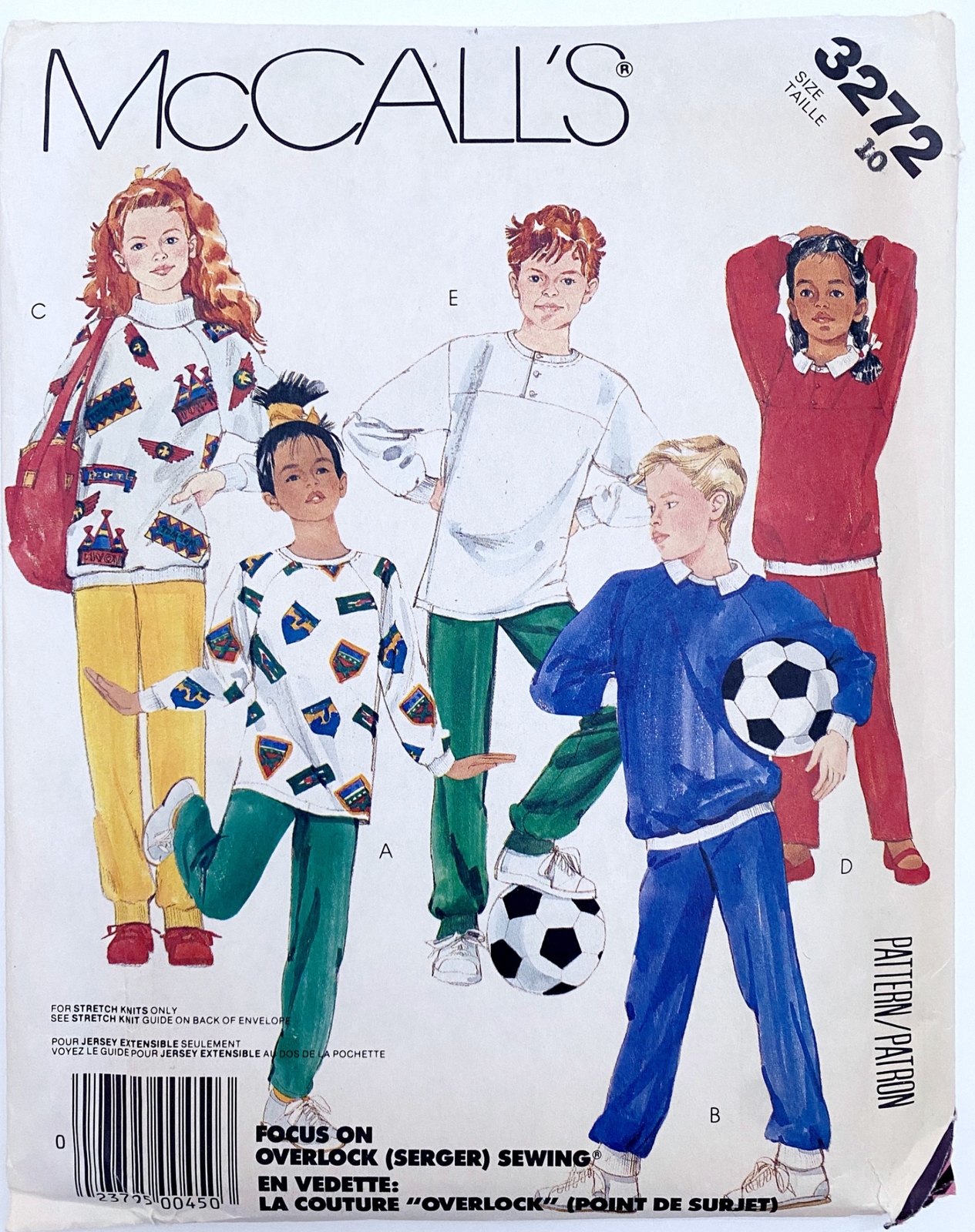 80’s McCalls Pattern 3272 Children’s Sweatshirt Pants Sweats Sz 10 UNCUT