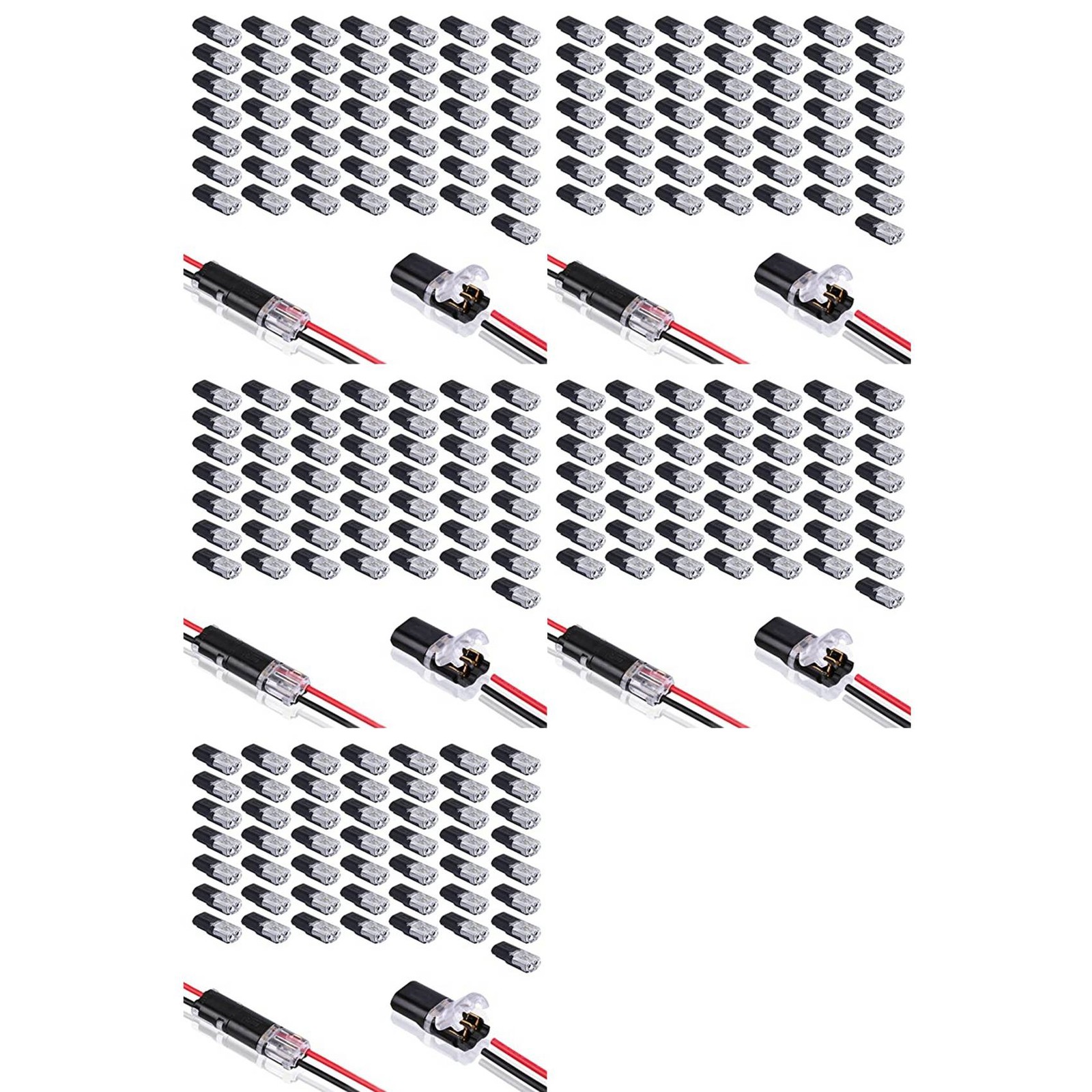 250pcs Double Wire Connectors with Locking Buckle, Pluggable 23576